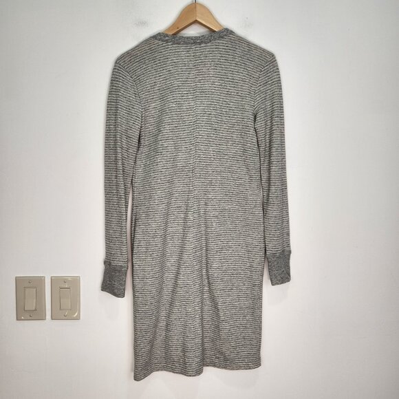 James Perse NWT French Terry Long Striped Cardigan Size 0 (XS) Gray White Button - Picture 3 of 11